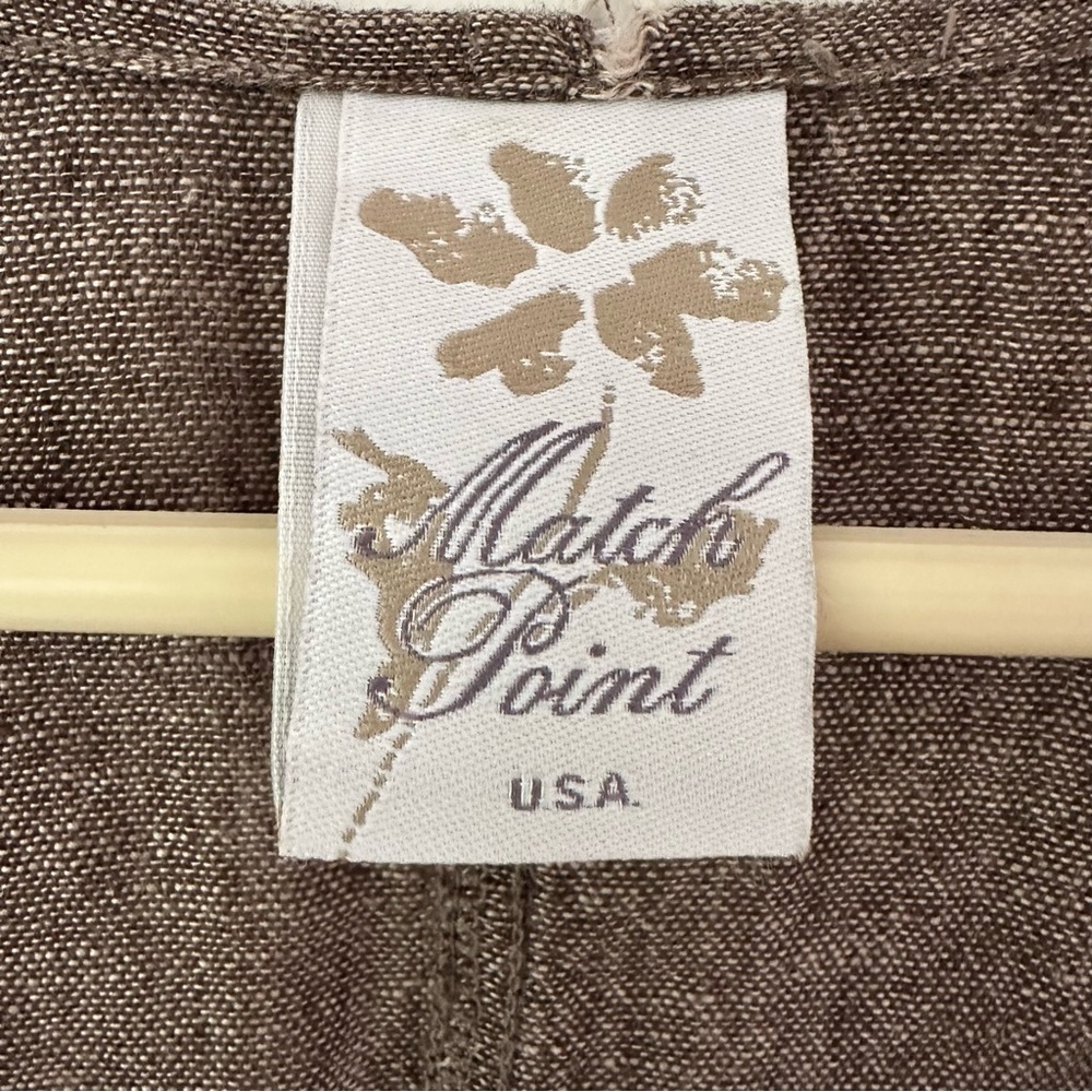 Match Point Linen Top Oversized Lagenlook Sz M Brown/Tan Lagenlook Minimalist - Picture 3 of 8